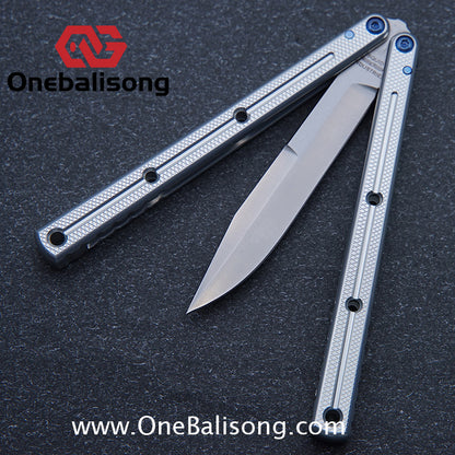Blue River Glossy Kraken 7075 Aluminum Handle Titanium Alloy Screws Balisong Stainless Steel Blade Clone Bushing