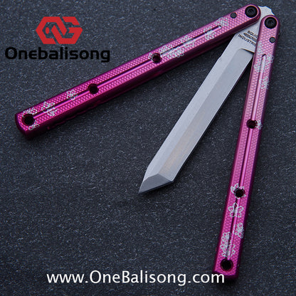 Blue River Kraken Laser Pattern Bilateral Groove Glossy Laser Pattern 7075 Aluminum Handle Black Steel Screws Balisong Stainless Steel Blade  Clone Bushing