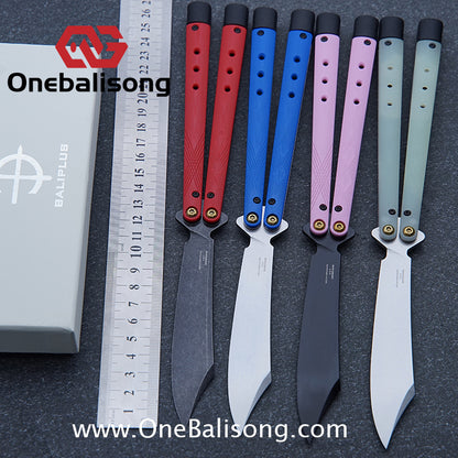 Baliplus BM99 Necron Balisong Clone Sandwich Titanium/G10+Stainless Steel Handle Live/Fake Blade Bushing