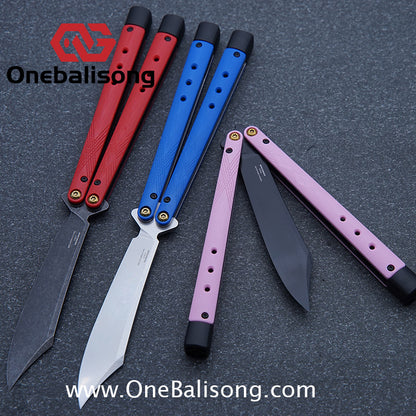 Baliplus BM99 Necron Balisong Clone Sandwich Titanium/G10+Stainless Steel Handle Live/Fake Blade Bushing