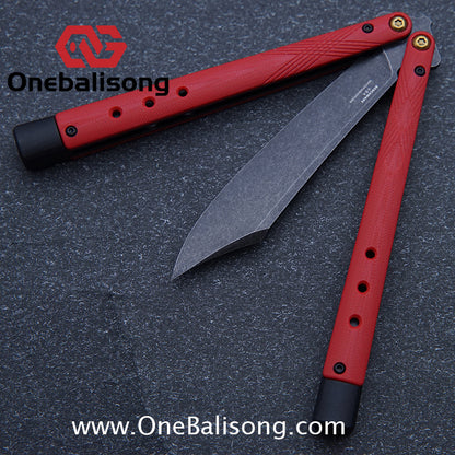 Baliplus BM99 Necron Balisong Clone Sandwich Titanium/G10+Stainless Steel Handle Live/Fake Blade Bushing