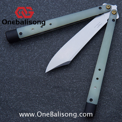 Baliplus BM99 Necron Balisong Clone Sandwich Titanium/G10+Stainless Steel Handle Live/Fake Blade Bushing
