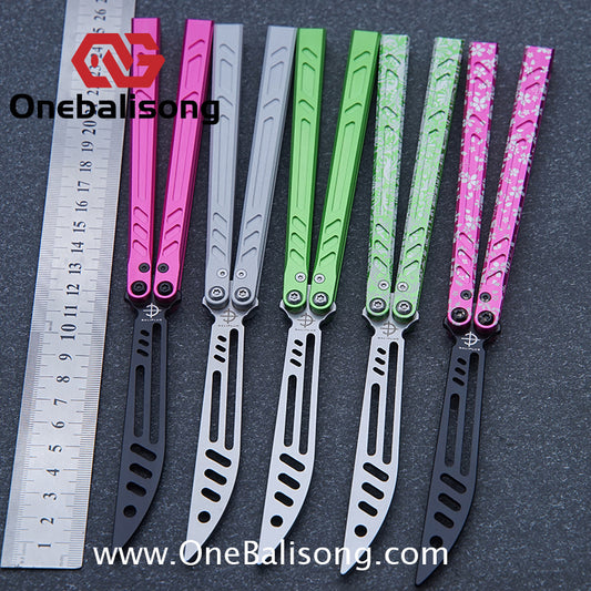 Baliplus New Aluminum Channel BB Barebones Balisong Clone 7075 Aluminum Alloy Handle 420 Stainless Steel Blade Bushing