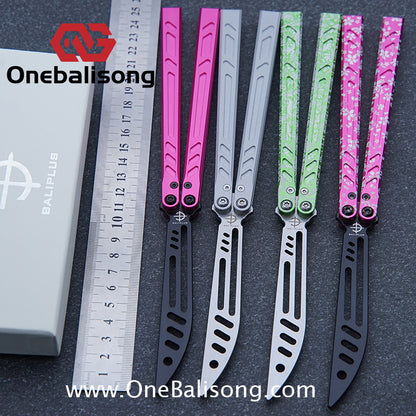 Baliplus New Aluminum Channel BB Barebones Balisong Clone 7075 Aluminum Alloy Handle 420 Stainless Steel Blade Bushing