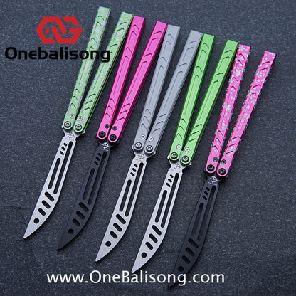 Baliplus New Aluminum Channel BB Barebones Balisong Clone 7075 Aluminum Alloy Handle 420 Stainless Steel Blade Bushing