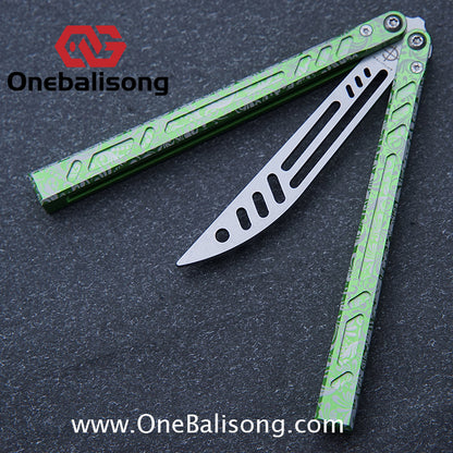 Baliplus New Aluminum Channel BB Barebones Balisong Clone 7075 Aluminum Alloy Handle 420 Stainless Steel Blade Bushing