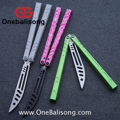 Baliplus New Aluminum Channel BB Barebones Balisong Clone 7075 Aluminum Alloy Handle 420 Stainless Steel Blade Bushing