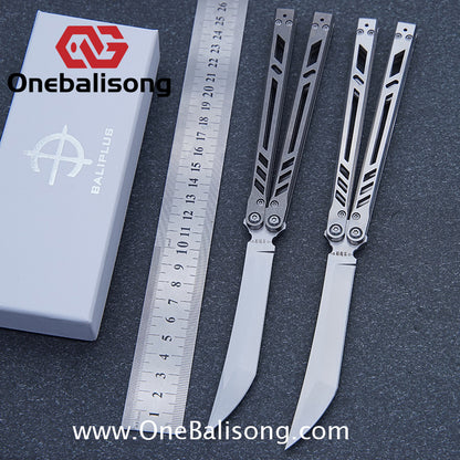 Baliplus Titanium BB Barebones Balisong Clone Titanium Alloy Sandwich Handle VG10 Blade Bushing