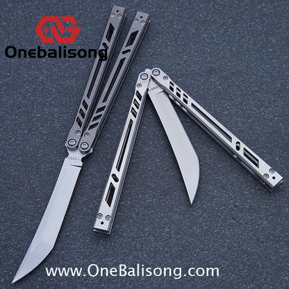 Baliplus Titanium BB Barebones Balisong Clone Titanium Alloy Sandwich Handle VG10 Blade Bushing