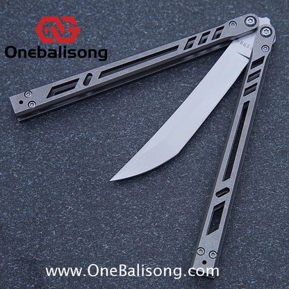 Baliplus Titanium BB Barebones Balisong Clone Titanium Alloy Sandwich Handle VG10 Blade Bushing