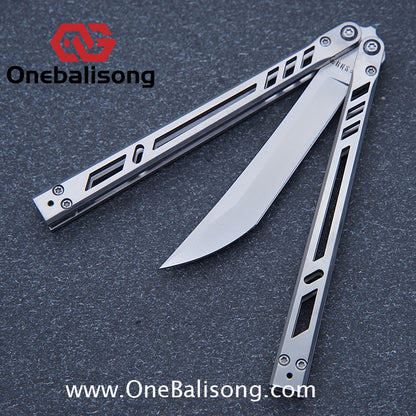 Baliplus Titanium BB Barebones Balisong Clone Titanium Alloy Sandwich Handle VG10 Blade Bushing