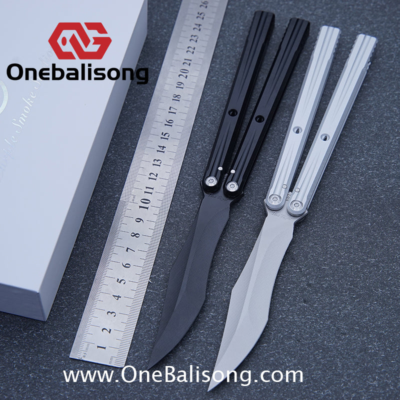 Purple Smoke The Tiger Balisong 7075 Aluminum Alloy Handle 440c Stainless Steel Trainer Blade Bushing