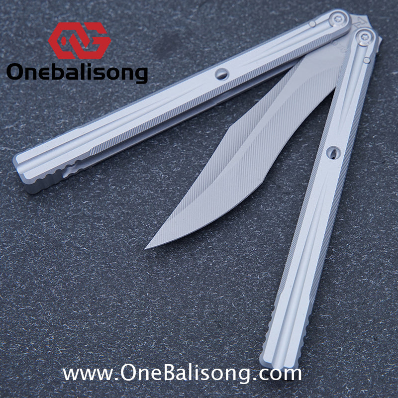 Purple Smoke The Tiger Balisong 7075 Aluminum Alloy Handle 440c Stainless Steel Trainer Blade Bushing