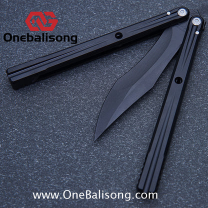 TITAN  & Purple Smoke The Tiger V2 Balisong 7075 Aluminum Alloy Handle 440c Stainless Steel Trainer Blade Bushing