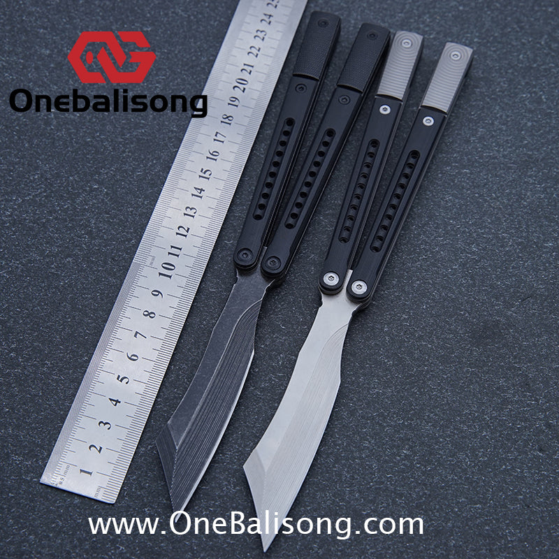 JK Litetech Clone Balisong Titanium Alloy Lining G10 Patch Handle Stainless Steel Blade Bushing