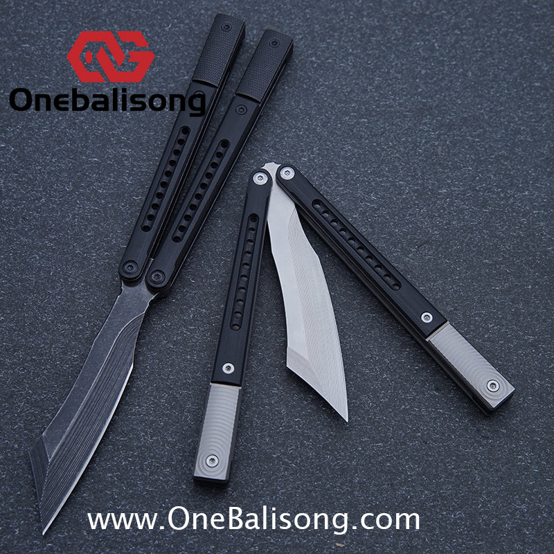 JK Litetech Clone Balisong Titanium Alloy Lining G10 Patch Handle Stainless Steel Blade Bushing