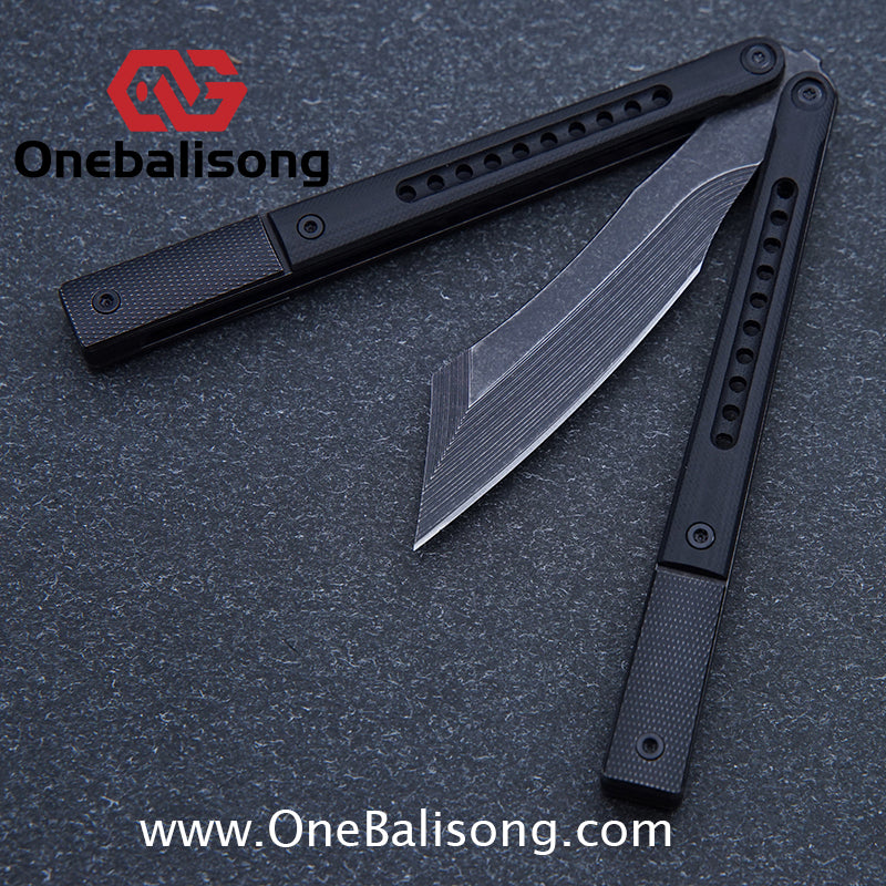 JK Litetech Clone Balisong Titanium Alloy Lining G10 Patch Handle Stainless Steel Blade Bushing