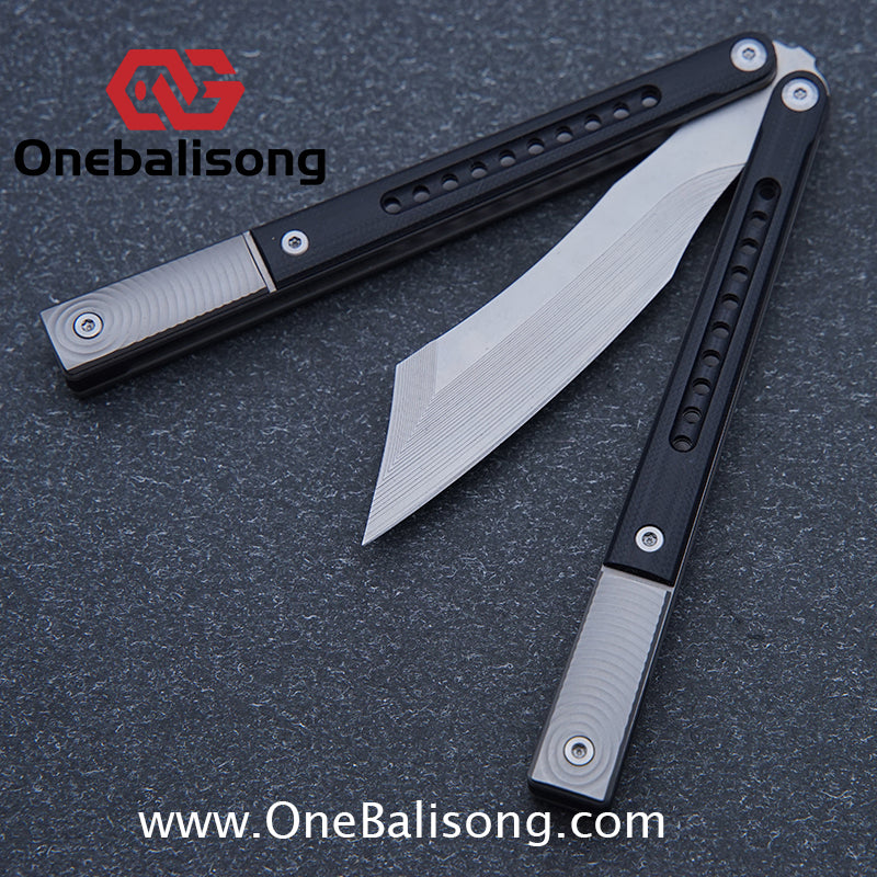JK Litetech Clone Balisong Titanium Alloy Lining G10 Patch Handle Stainless Steel Blade Bushing