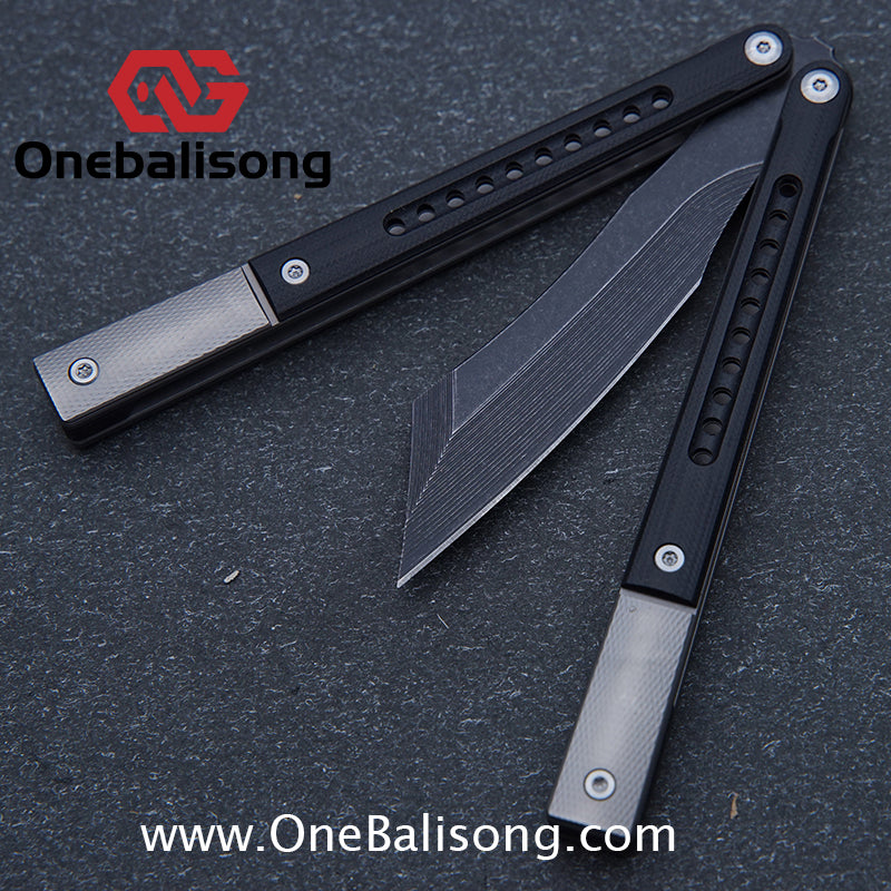 JK Litetech Clone Balisong Titanium Alloy Lining G10 Patch Handle Stainless Steel Blade Bushing