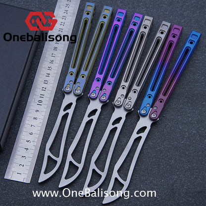 Theone Arctic Fox Balisong Titanium Alloy Handle Stainless Steel Blade Bushing