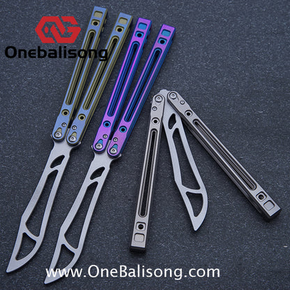 Theone Arctic Fox Balisong Titanium Alloy Handle Stainless Steel Blade Bushing