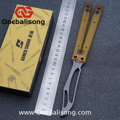 ARMED SHARK PEI Orca Balisong Clone Integrated Handle Made Of PEI Material TC4 Titanium Alloy Blade Bushing
