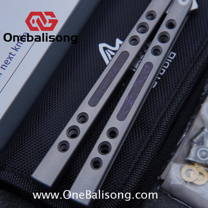 Maxace Snowy Owl Balisong Titanium TC4 Handle Bailu M390 Blade Imported Carbon Horse Patch Bushing