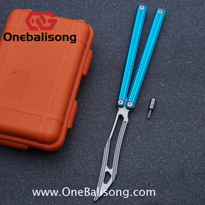 Flux V2 Original Balisong Aluminum Alloy Splicing Integrated Handle Stainless Steel Blade Bushing