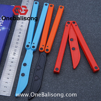 Asgard Cancer Balisong Plastic Trainer Outdoor Safe EDC Practice Knife Fancy Folding Knife