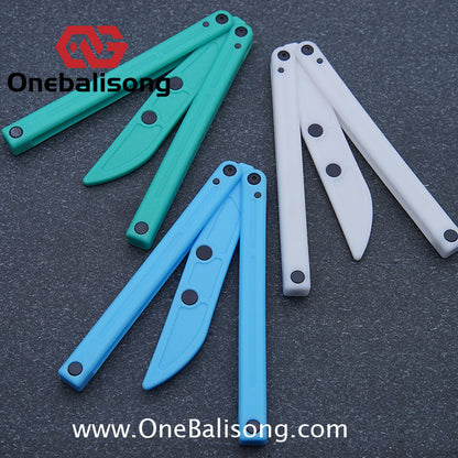 Asgard Cancer Balisong Plastic Trainer Outdoor Safe EDC Practice Knife Fancy Folding Knife