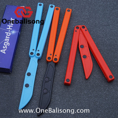 Asgard Cancer Balisong Plastic Trainer Outdoor Safe EDC Practice Knife Fancy Folding Knife