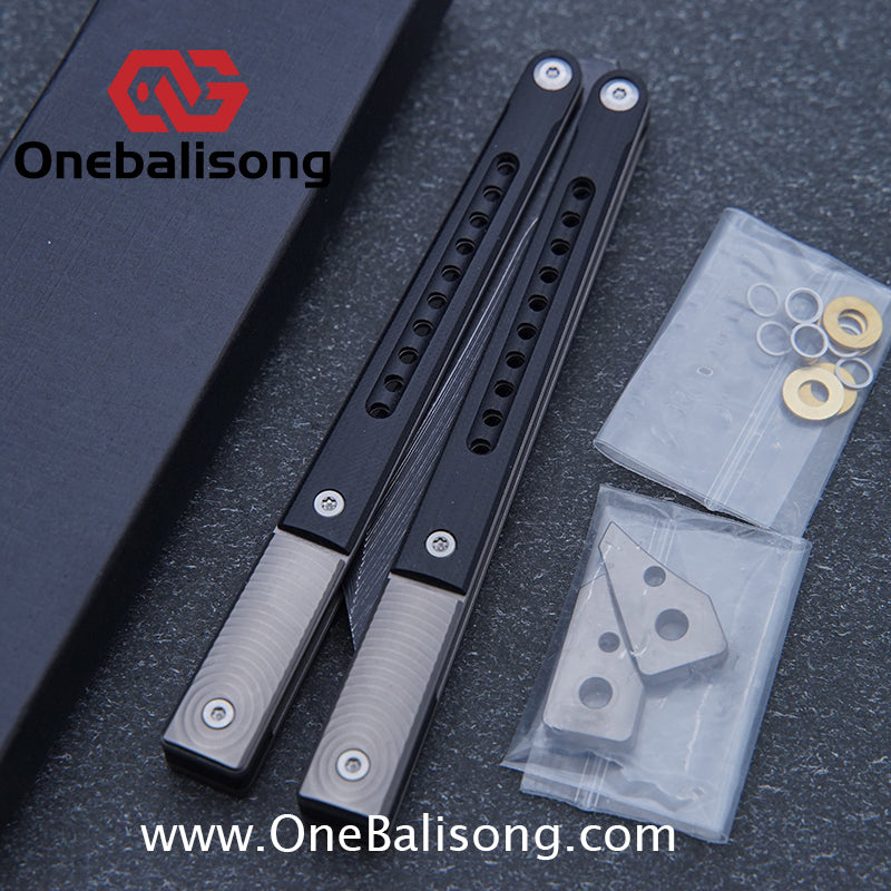 JK Litetech Clone Balisong Titanium Alloy Lining G10 Patch Handle Stainless Steel Blade Bushing