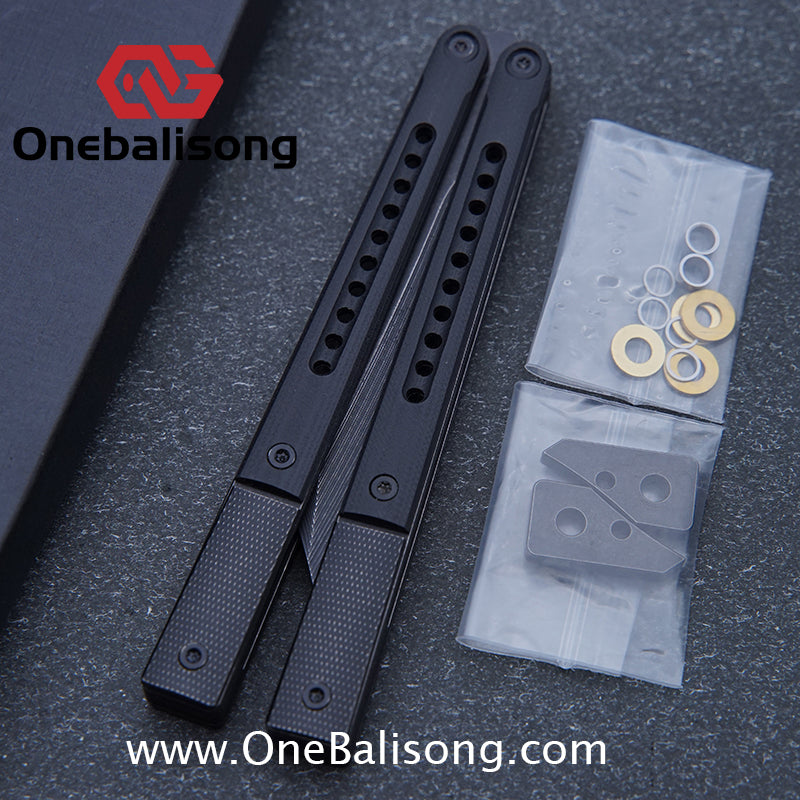 JK Litetech Clone Balisong Titanium Alloy Lining G10 Patch Handle Stainless Steel Blade Bushing