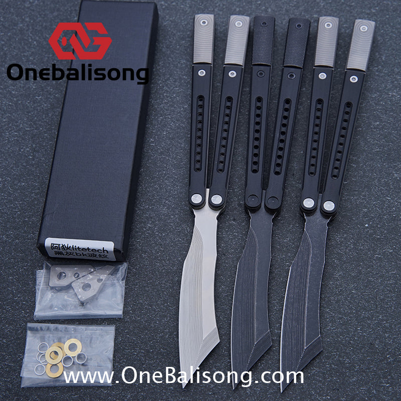 JK Litetech Clone Balisong Titanium Alloy Lining G10 Patch Handle Stainless Steel Blade Bushing