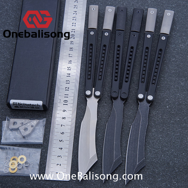JK Litetech Clone Balisong Titanium Alloy Lining G10 Patch Handle Stainless Steel Blade Bushing
