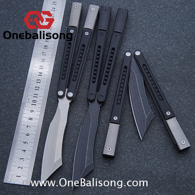 JK Litetech Clone Balisong Titanium Alloy Lining G10 Patch Handle Stainless Steel Blade Bushing
