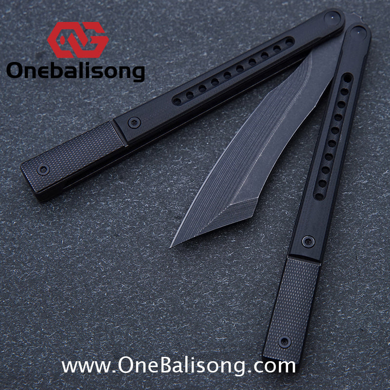 JK Litetech Clone Balisong Titanium Alloy Lining G10 Patch Handle Stainless Steel Blade Bushing