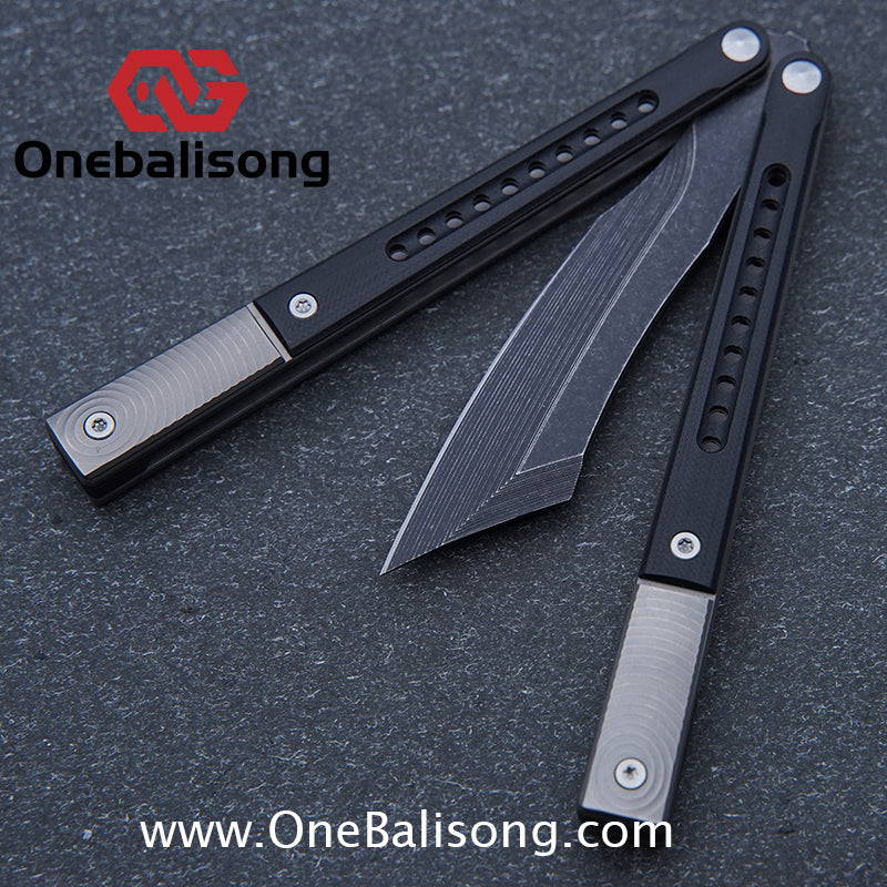 JK Litetech Clone Balisong Titanium Alloy Lining G10 Patch Handle Stainless Steel Blade Bushing