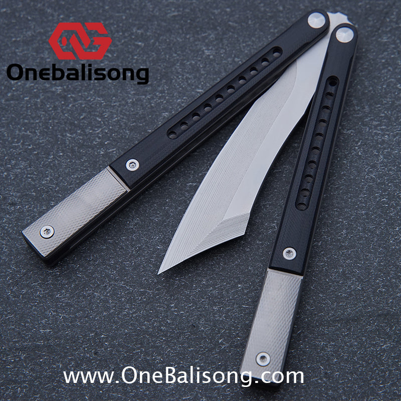 JK Litetech Clone Balisong Titanium Alloy Lining G10 Patch Handle Stainless Steel Blade Bushing