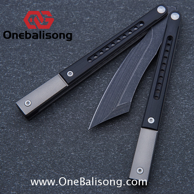 JK Litetech Clone Balisong Titanium Alloy Lining G10 Patch Handle Stainless Steel Blade Bushing