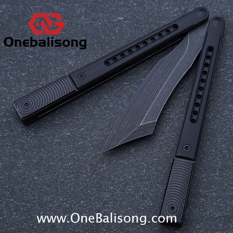 JK Litetech Clone Balisong Titanium Alloy Lining G10 Patch Handle Stainless Steel Blade Bushing