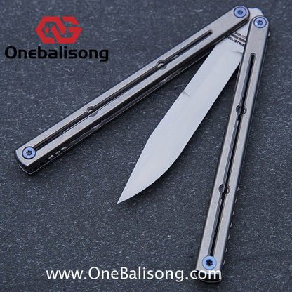 Blue River Sandwich Titanium Kraken Balisong TC4 Titanium Alloy Handle Fake Blade Bushing