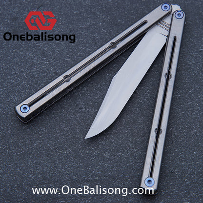 Blue River Sandwich Titanium Kraken Balisong TC4 Titanium Alloy Handle Fake Blade Bushing