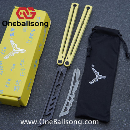 YY Noctilucent Steel Kraken Balisong Clone  Stainless Steel Handle Stainless Steel Blade Bushings