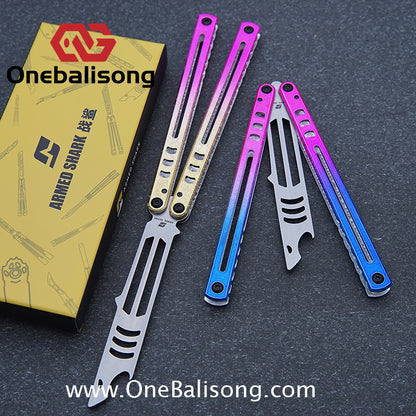 ARMED SHARK Steel Madko Balisong Clone 3cr13 Stainless Steel Handle Stainless Steel Blade Bushings