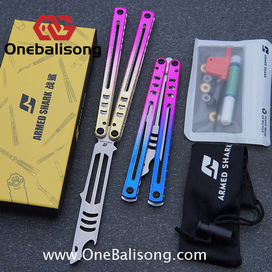 ARMED SHARK Steel Madko Balisong Clone 3cr13 Stainless Steel Handle Stainless Steel Blade Bushings