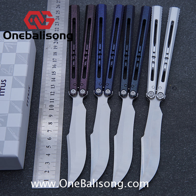 TITUS Vixen Ceramic Version Clone Balisong 7075 Aluminum Alloy Handle Stainless Steel Fake Blade Bushing