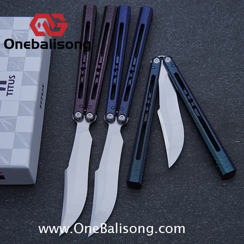 TITUS Vixen Ceramic Version Clone Balisong 7075 Aluminum Alloy Handle Stainless Steel Fake Blade Bushing
