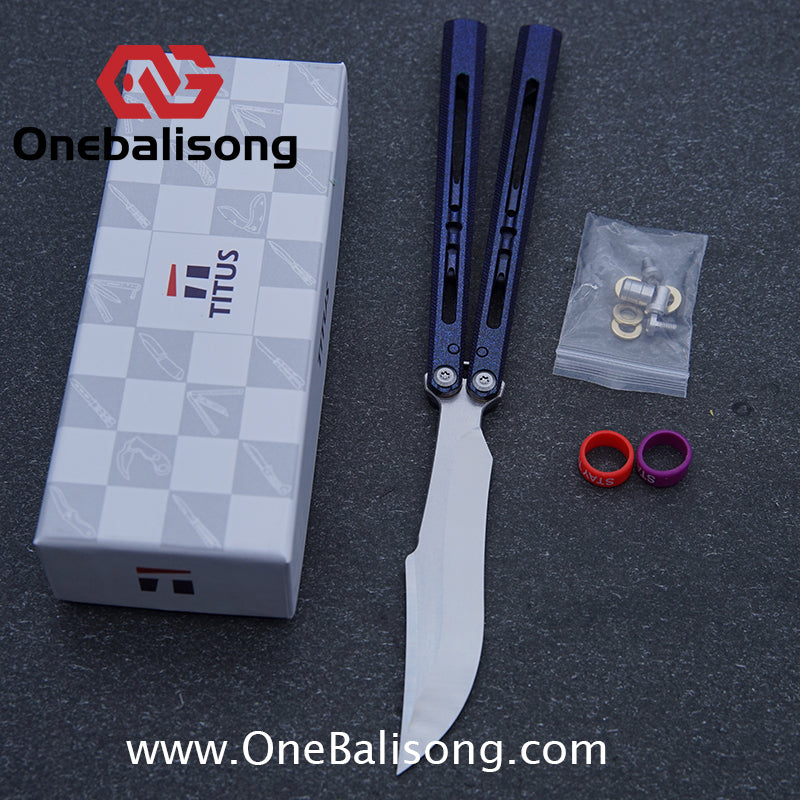 TITUS Vixen Ceramic Version Clone Balisong 7075 Aluminum Alloy Handle Stainless Steel Fake Blade Bushing