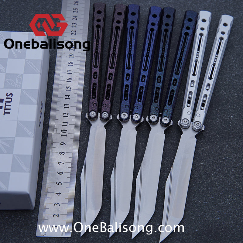 TITUS Sirius Ceramic Version Balisong Clone 7075 Aluminum Alloy Handle Stainless Steel Fake Blade Bushing
